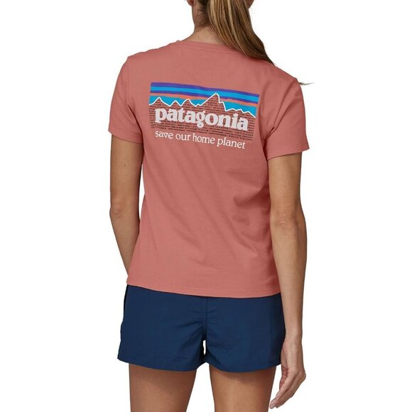 NWT Patagonia P-6 Mission "Save Our Home Planet" Organic Cotton Pink Graphic Tee - Picture 2 of 14